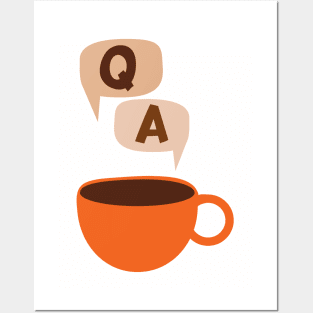 Coffee. The Question and The Answer. Retro Orange Cup Graphic Posters and Art